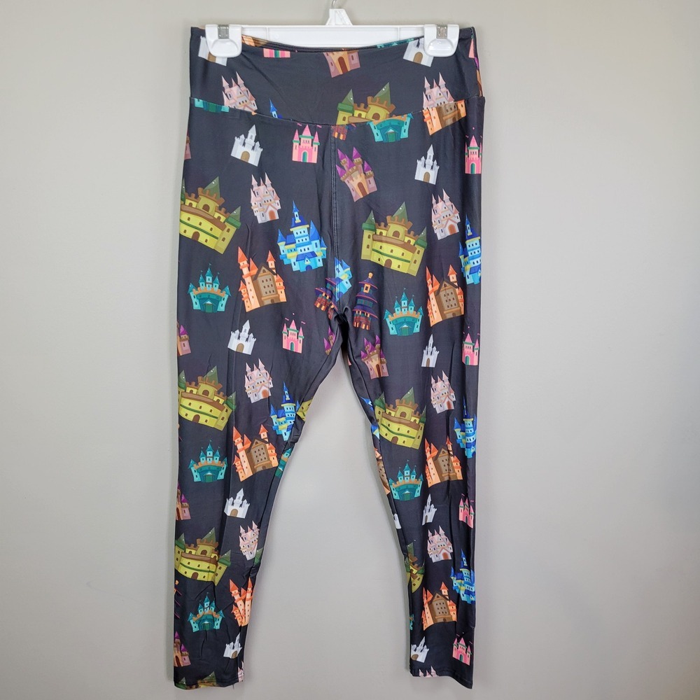 Dren Designs Castles Galore Polyester Spandex Ankle Leggings Plus‎ Size